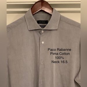 Paco Rabanne Pima Cotton 100% Shirt Size 16.5